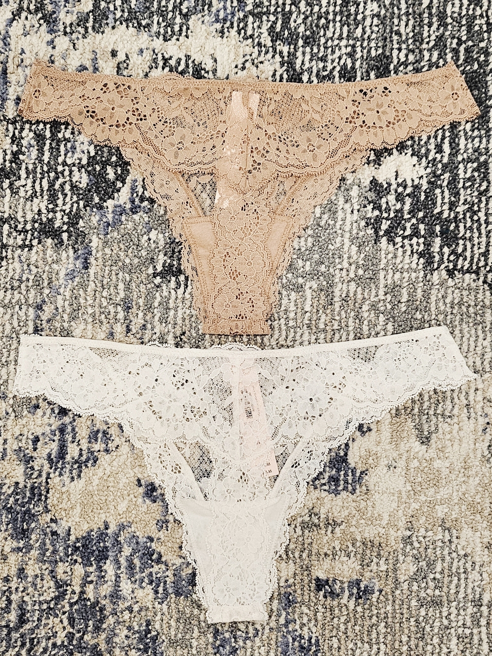Victoria's Secret Lace Thong Set - Nude and White